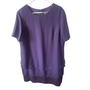 Randi May Collection Womens Purple Short Sleeve Layered Dress Size 16WP Polyeste